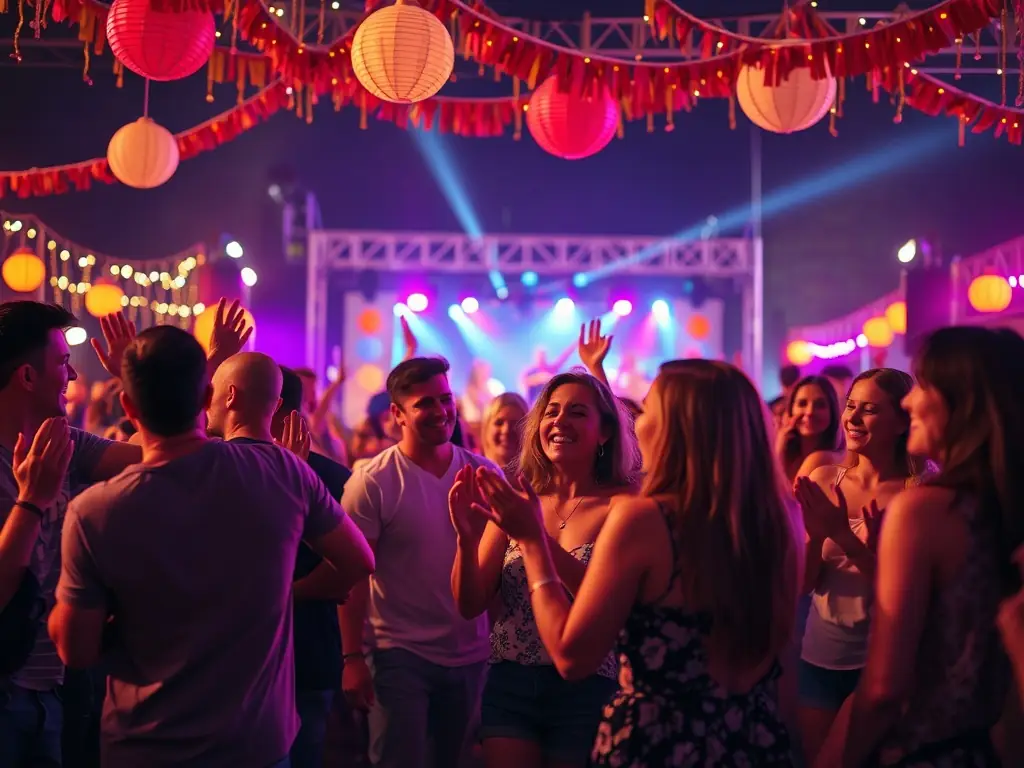 A dynamic photo capturing the energy of the Spring Cultural Festival, featuring performers and attendees enjoying the event.